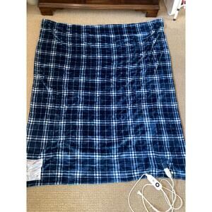 Berkshire Blue Plaid Hearted Blanket roughly 70”X60”! Used 1 time